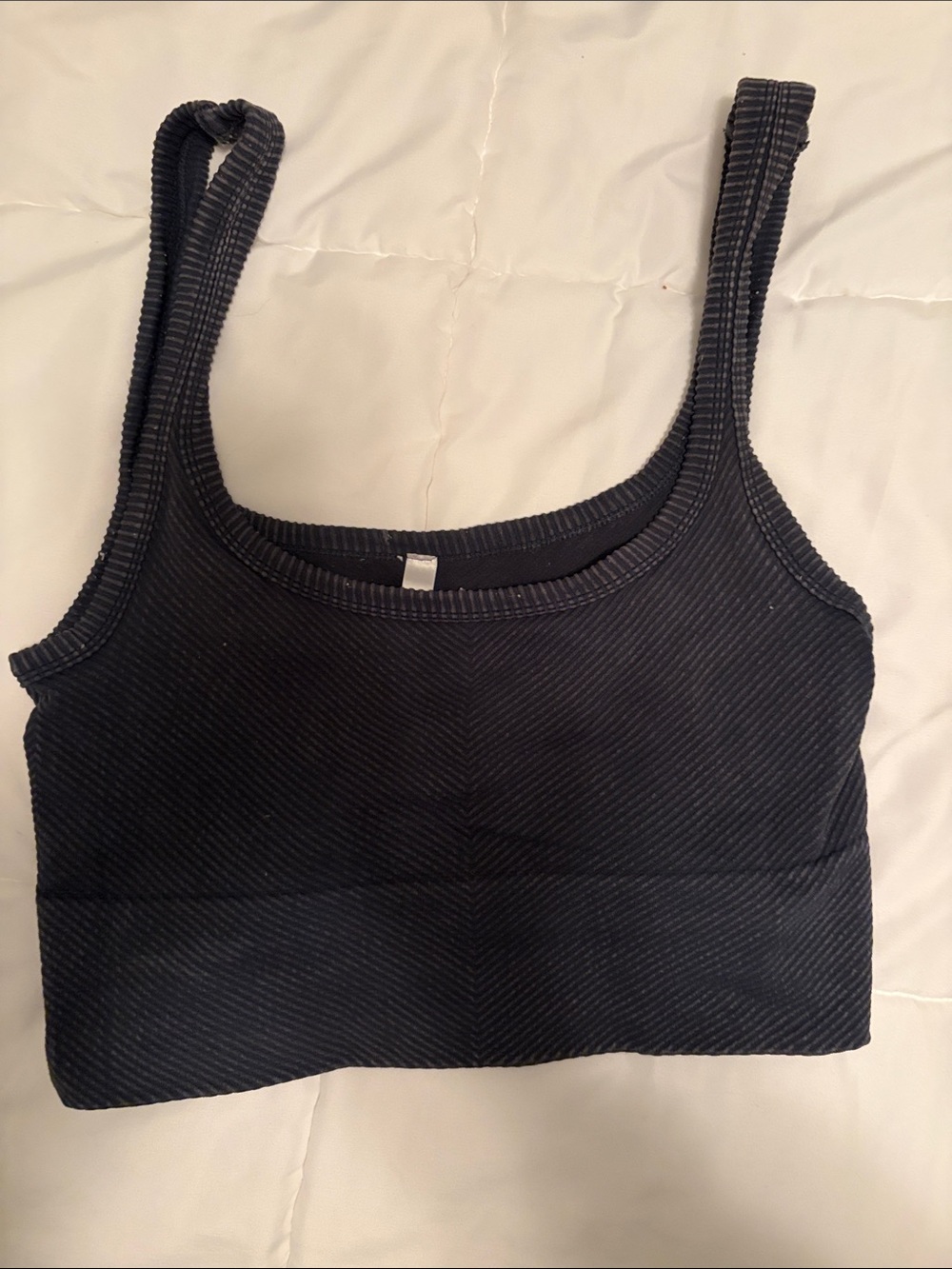 Women’s Ribbed Scoop Neck Crop Tank Top - Navy